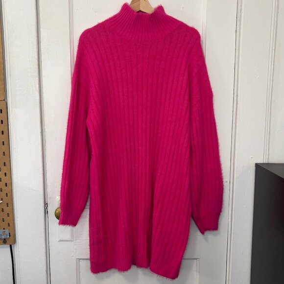 NWT Anthropologie Flat White Women's Turtleneck Pink Sweater Dress, Size XL - Picture 2 of 11